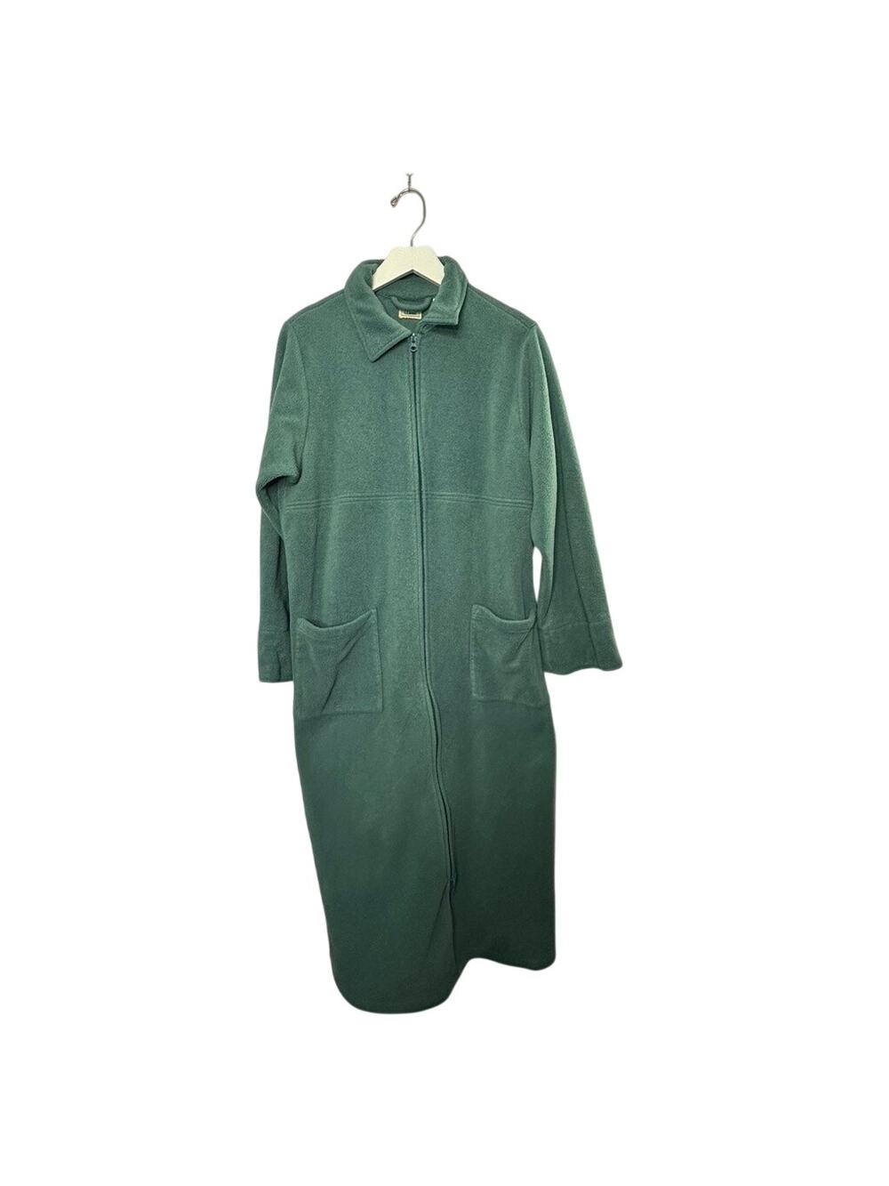 L.L. Bean Green Full Zip Front Winter Fleece Robe Women's Medium